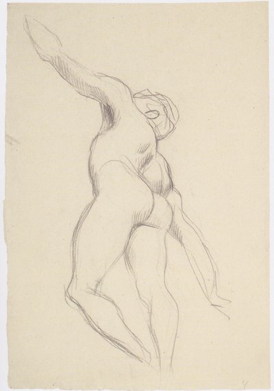 Nu masculin flottant en forte contre-plongée vers le haut à gauche - Gustav Klimt